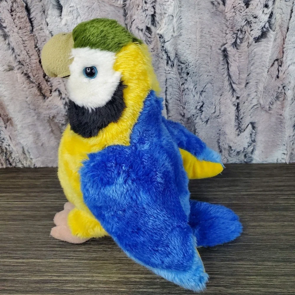 Toys R Us Plush Macaw Parrot Bkue Yellow Green Plush‎ Stuffed Animal Bird 9.5